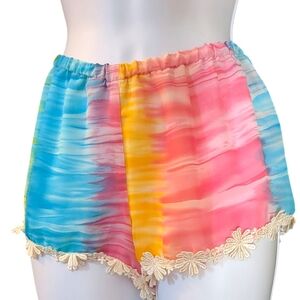 New with Tags! Show Me Your MUMU Lace Trim Cotton Tie Dye Shorts SZ Medium
